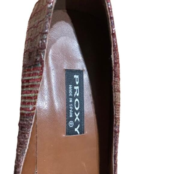VTG Proxy Brown and Maroon Textured Heels 7.5 Witchy Grannycore 70s 80s - Picture 2 of 4